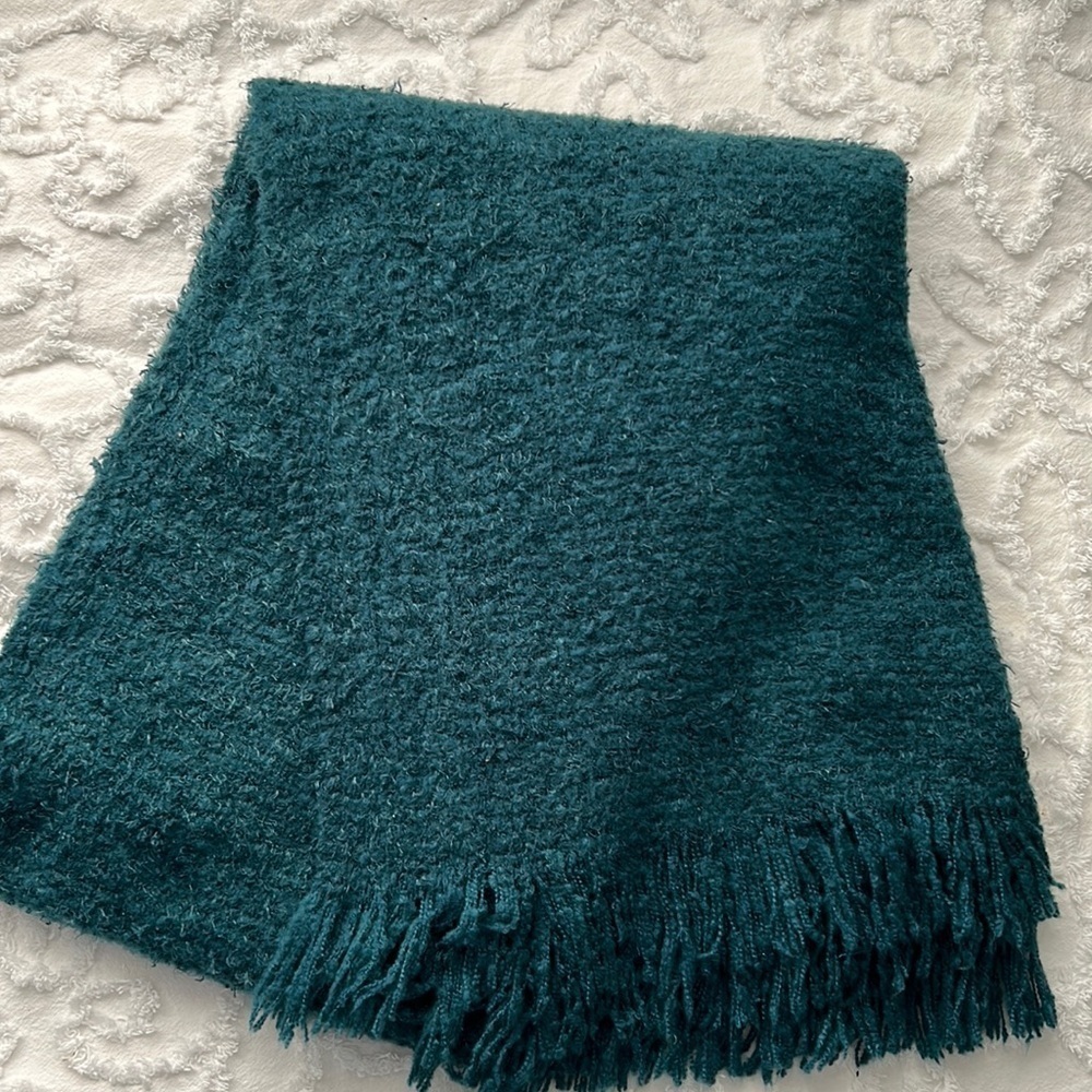 Natasha scarf wrap. Beautiful Emerald green with tasseled ends.
